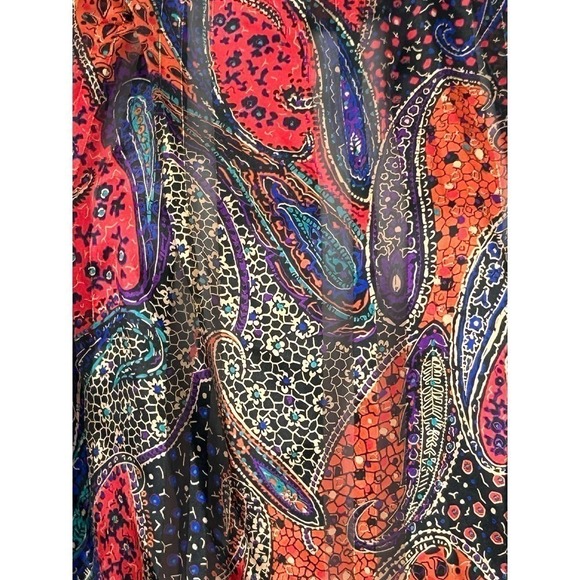 Tess 80s VTG Paisley Blouse Back Button Up Detailed Shoulders Size 10 - Picture 16 of 16